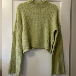 Jessica Simpson Light Green Cable Knit Turtleneck Sweater